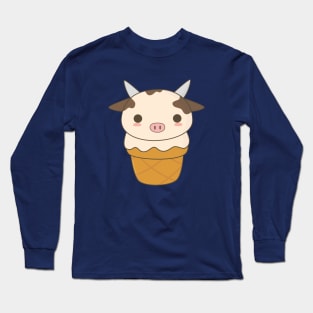 Kawaii Cute Cow Ice Cream T-Shirt Long Sleeve T-Shirt